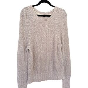 Free People Electric City Cotton Linen Blend Open Knit Raglan Sweater Sz Medium
